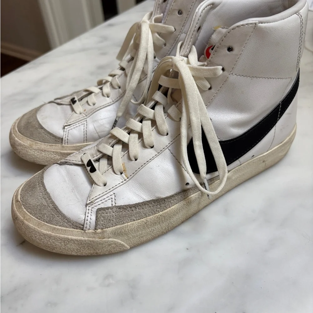 Nike Blazer High-Top Sneakers in White and black
